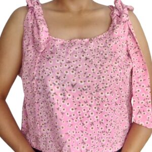 Pink Floral Tie Up Top For Women