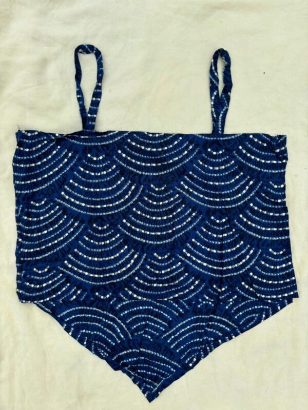 Trendy Blue Printed Hanky Hem Top for Women