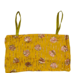 Women's bright yellow floral top with a vibrant pattern, sleeveless, and a relaxed fit.