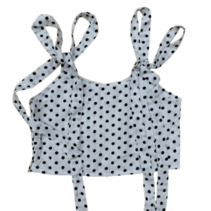 White Bobby Print Sleeveless Top for Petite Girls/Women