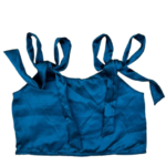 Chic Blue Satin Tie-Up Top for Women