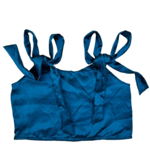 Chic Blue Satin Tie-Up Top for Women