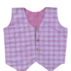 Pink check vest coat top for women with a tailored fit, featuring a classic checkered pattern and a stylish, versatile design.
