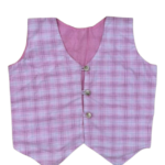 Pink check vest coat top for women with a tailored fit, featuring a classic checkered pattern and a stylish, versatile design.