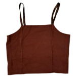 Women's brown spaghetti top with thin straps and a simple, elegant design.