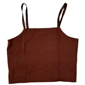 Women's brown spaghetti top with thin straps and a simple, elegant design.